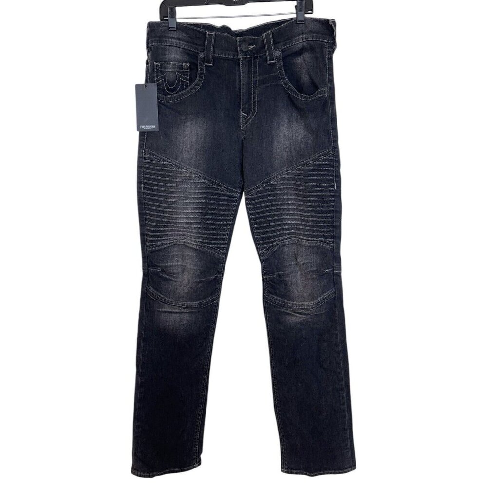 True‎ Religion Jeans Men’s Size 33 Moto Stitch Grey Charcoal Geno Slim